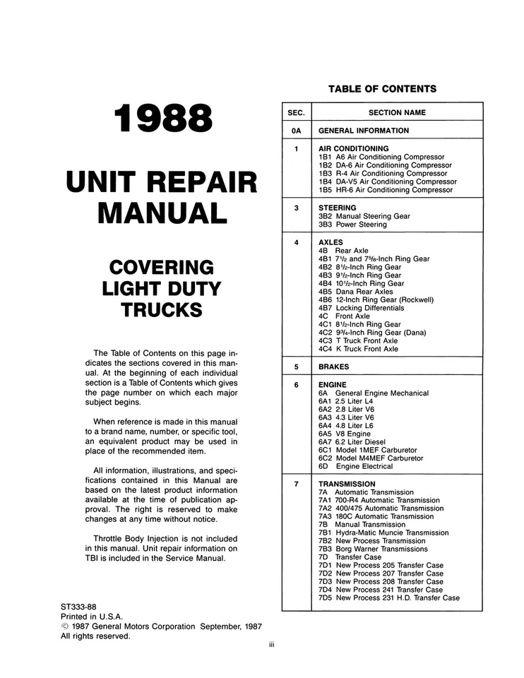Manual de reparo de unidade de caminhão Chevy LD 1988 - Imagem 2 de 3