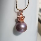 13mm Natural  Purple Pearl Big 6p Crown Pendant Rose Gold Plated 925 Silver — photo 3