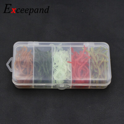 200pcs/kit 35mm Earthworm Fishy Smell Worm Bait Artificial Soft Fishing Lure