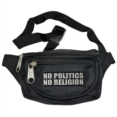 Bauchtasche No Politics No Religion schwarz Gürteltasche Hüfttasche Politik
