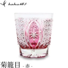 Edo kiriko crystal glass chrysanth basket red Japanese haku Craft man work New