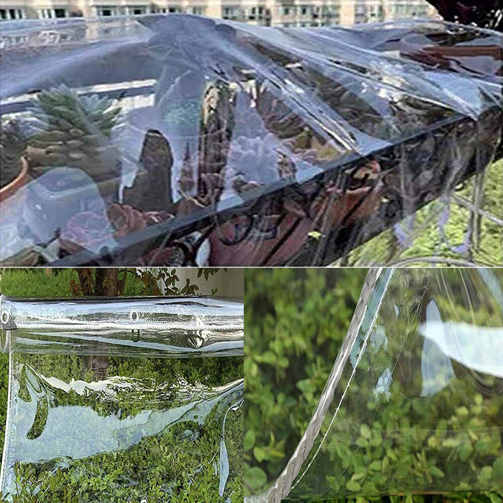 Wasserdichte Transparente PVC Plane Mit Ösen – 0,4 Mm Dick, 2x5 M, Für Gartenmöbel, Gewächshaus, Als Vordach