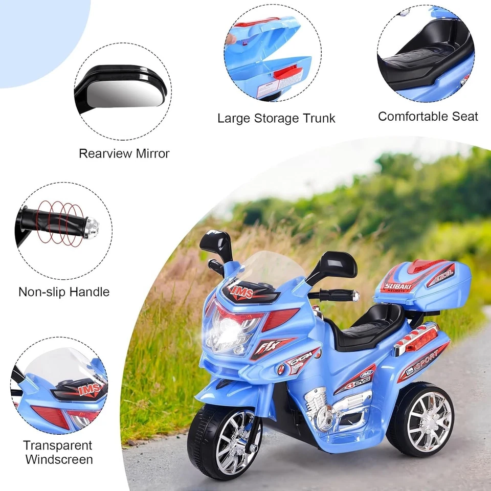 Motocicleta Eléctrica 6V Moto Policía Para Niños De 2 3 Años Con Sirena Y Luces Foto 2 de 4