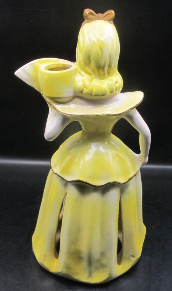 Vintage 1950's Kreiss & Company Yellow Ceramic Lady Napkin Holder