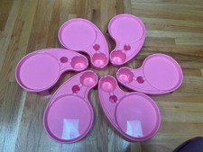 LOT of 6 Debbie Meyers Buffet Genius USA Made Tray Cup Holders Rare PINK