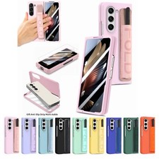 For Galaxy Z Fold 6/5 Wristband Pen Slot Shockproof Case with Screen Protector