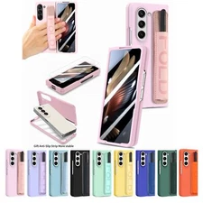 For Galaxy Z Fold 6/5 Wristband Pen Slot Shockproof Case with Screen Protector