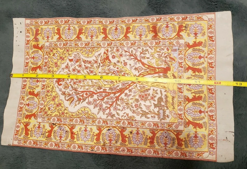 Tapestry Wall Hanging. Handmade. Gorgeous Colors. Trees. Silk Woven. 13" x 8" - Image 3 of 4