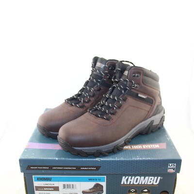 KHOMBU mens hiking boots mid top lace brown multi sizes 8-13 faux leather  NEW