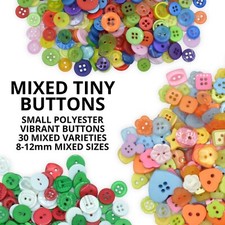 Tiny Craft Buttons Mixed Colours - 8-12mm Small Sizes Mini Crafts Sewing Making
