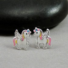 Little Pony Post Earrings - 925 Sterling Silver - Cute Horse Unicorn Ear Studs