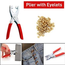 Eyelet Pliers Canvas Fabric Punch Tool DIY Craft Setter Hole Leather+100 Eyelets