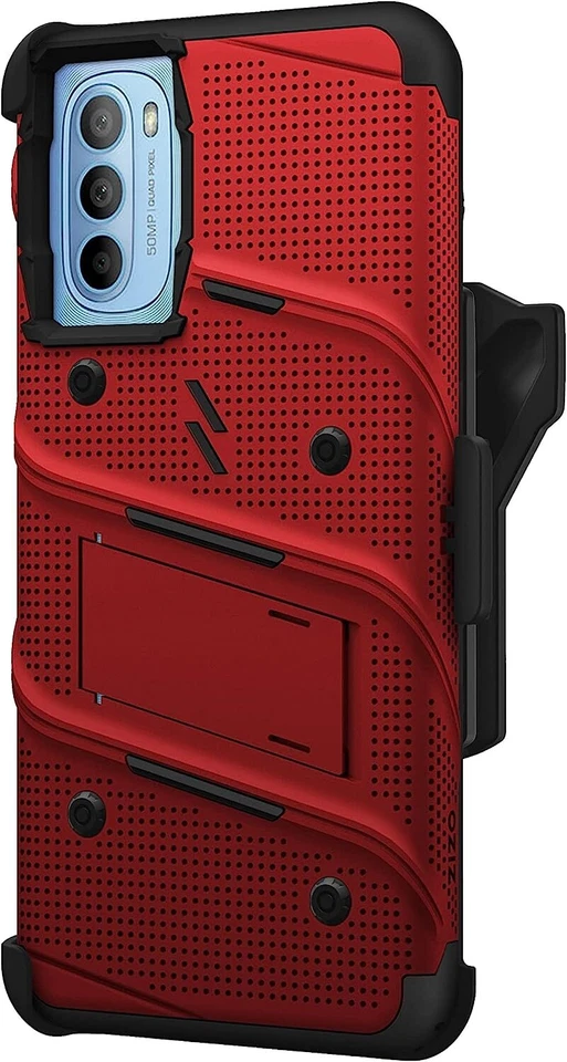 ZIZO BOLT 捆绑包 MOTO G 5G (2022) 外壳 带 TEMPERED GLASS 红色和黑色 — 第 4/4 张图片