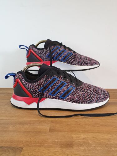 Adidas ZX Flux ADV Flyknit scarpe da ginnastica per corsa/palestra nere multi taglia UK 7