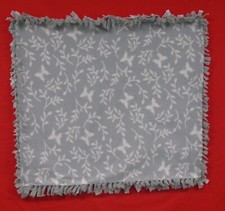Handmade Baby Fleece Tied Security Blanket - Grey w/ Butterflies - 27 x 30