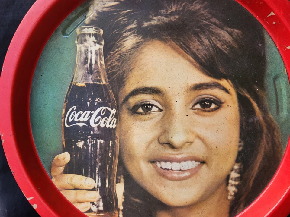 Vintage Original Werbe Soda Dose Tablett Coca Cola Mit Schöne Lady 1960 - Bild 4 von 4