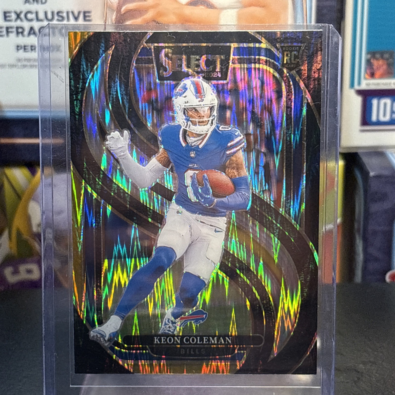 2024 Panini Select Premier Level Keon Coleman #153 Black Gold Shock Prizm (RC)