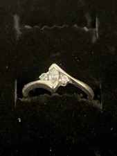 Goldsmiths 18ct White Gold Hallmarked Marquise Diamond Ring Size M