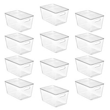 12 Pack Clear Stackable Storage Bins with Lids, Large Plastic Containers with...