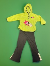 Vintage Disney Mickey Co Y2K Green Pink 2pc Set Sz 4t Fleece Hoodie Embroidered
