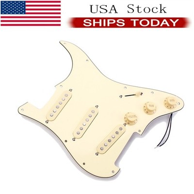 Prewired SSS Guitar Pickguard Pickups for Stratocaster Strat ST Cream Yellow