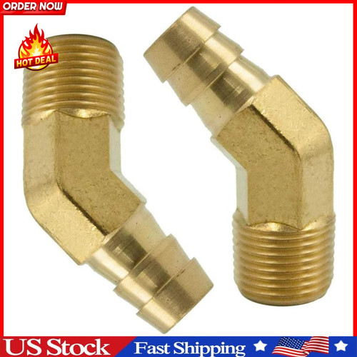 Brass Hose Barb Fitting 45 Degree Elbow 3/8" Barbed x 1/8" NPT Male Pipe 2 pcs