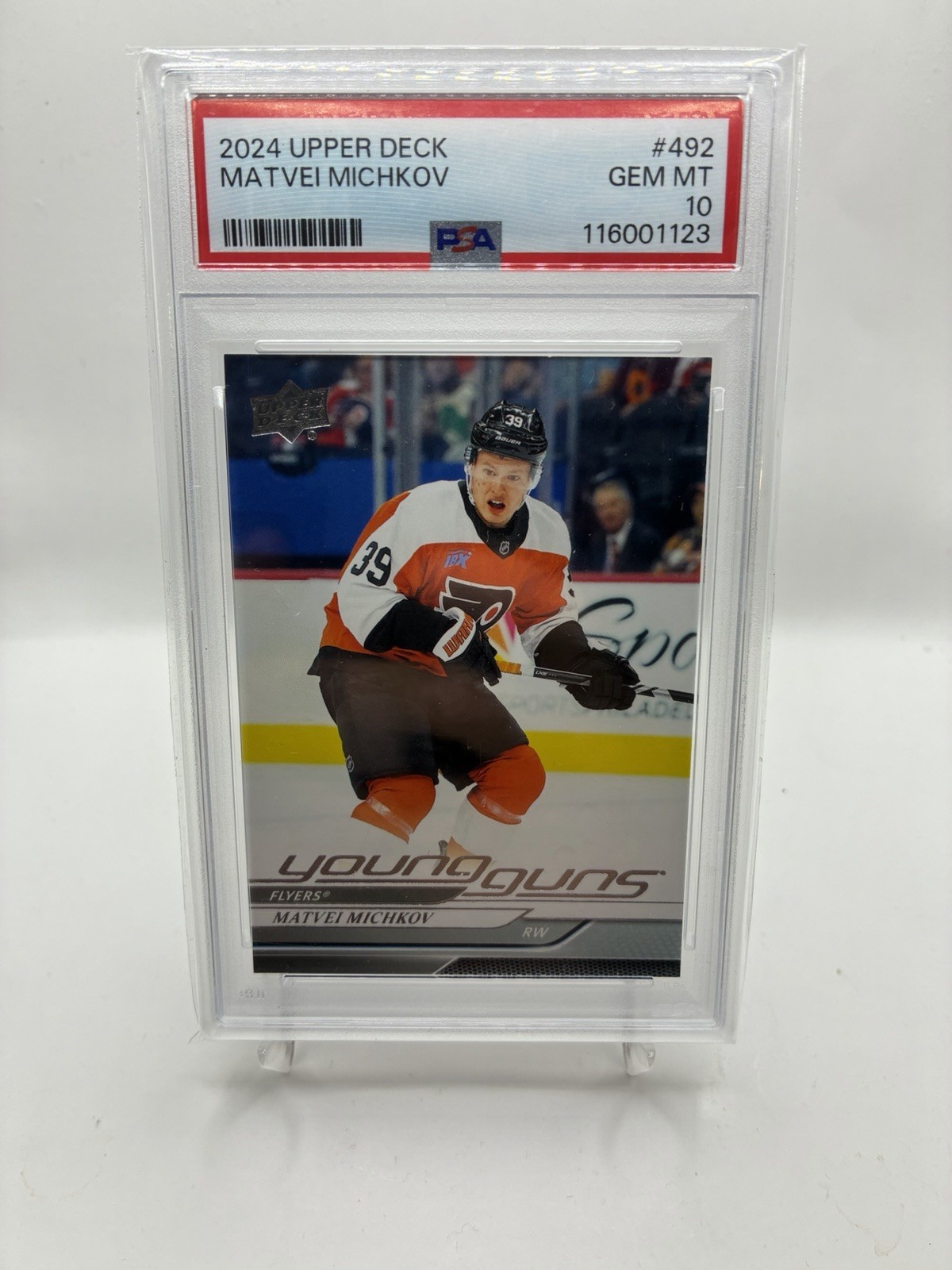 Matvei Michkov Flyers 2024 Upper Deck #492 YOUNG GUNS RC ROOKIE PSA 10 GEM MINT