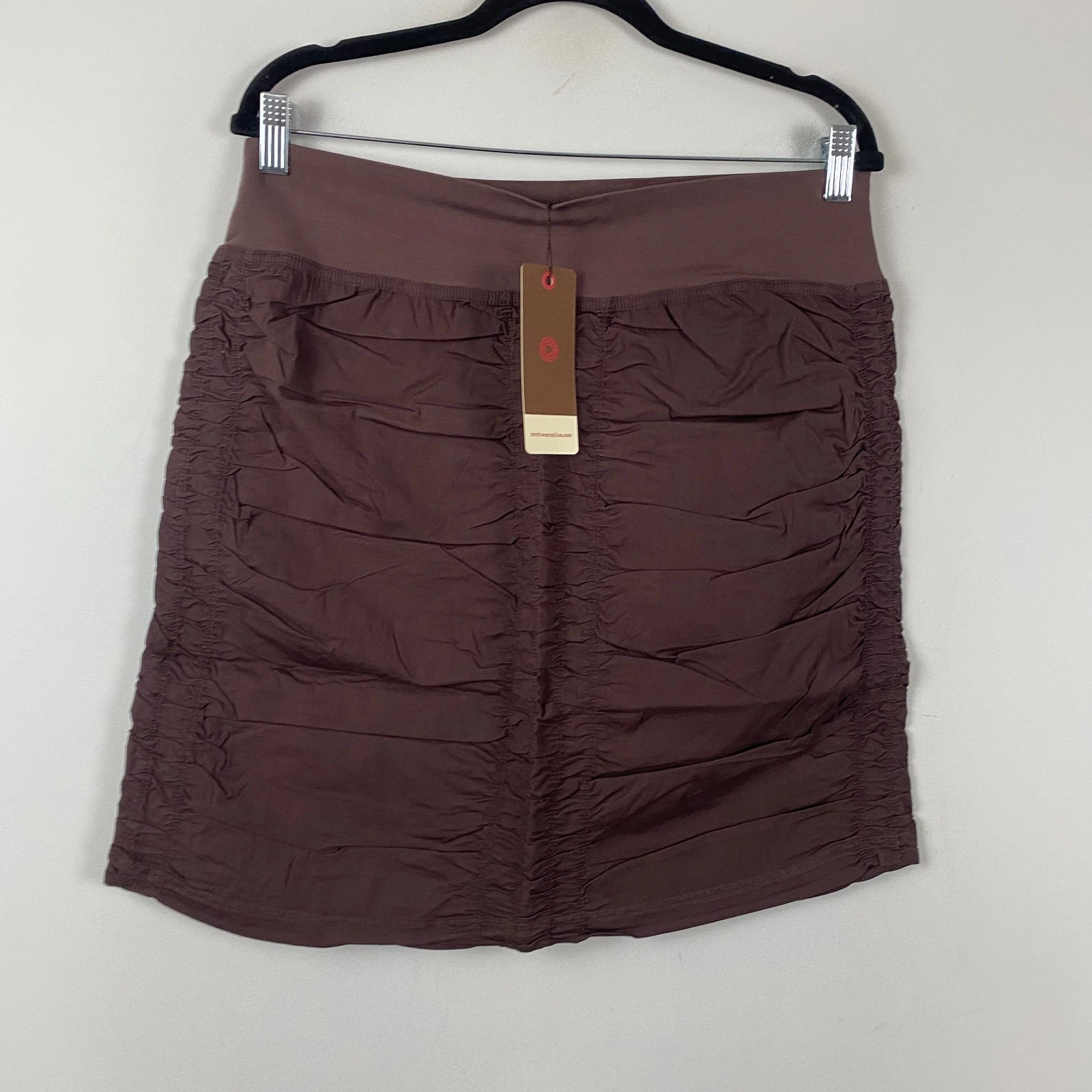 XCVI Wearables Trace Skirt Size XL Brown Solid Ruched Pull On