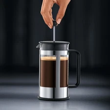 Bodum 17 oz Kenya French Press Coffeemaker, Stainless Steel, New Detachable Base