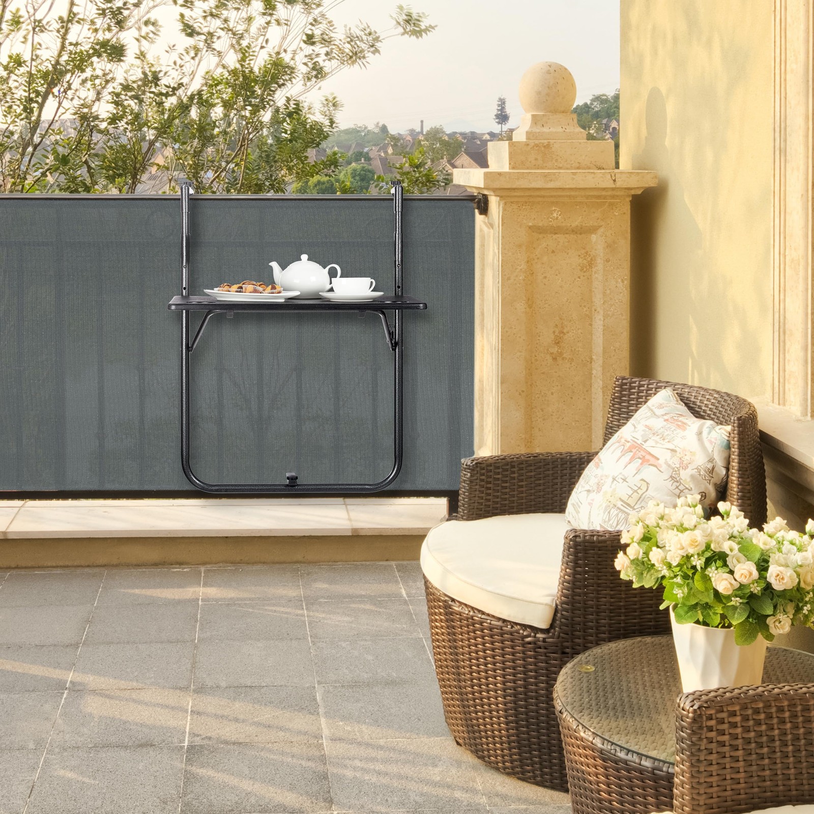 Table Balcon Suspendue pour Terrasse et Petit Balcon Urbain Convivial - 2