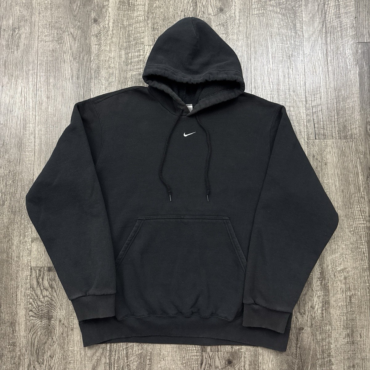 Vintage Y2K Black Nike Hoodie Center Swoosh 2000s L | eBay