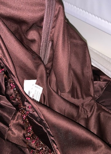 Vintage Y2K Aspeed Asymmetrical Coquette Fairy Brown Gown Dress Prom Large - Picture 11 of 17