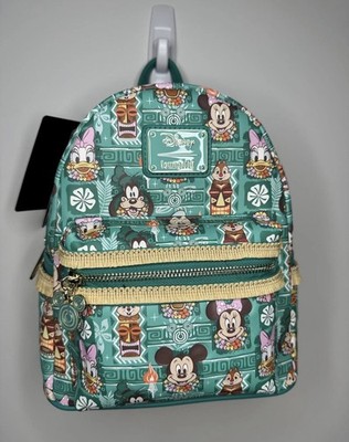 NWT Loungefly Disney Mickey Minnie Donald Daisy Goofy Pluto Teal Tiki Backpack