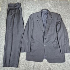 Hickey Freeman Loro Piana Tasmanian Super 120s Wool Suit Mens 42R Gray Madison