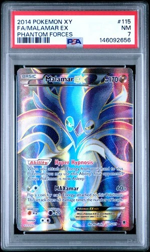 2014 POKEMON XY PHANTOM FORCES #115 FULL ART/MALAMAR EX PSA 7