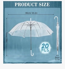 Saintrygo 20 Pack Wedding Umbrellas with J Hook Handle Windproof Stick Umbrellas