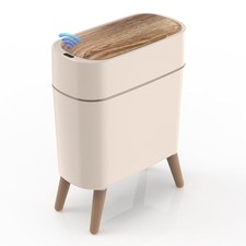 Automatic Trash Can, 2.6 Gallon 10L Bathroom Trash Can with Lid Beige
