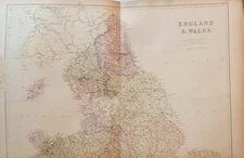 Two 1882 Blackie large maps England & Wales north & south parts printed color