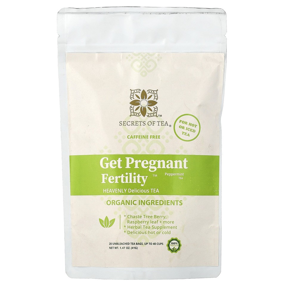 Get Pregnant Fertility™ Tea, Peppermint, Caffeine Free, 20 Unbleached Tea Bags,
