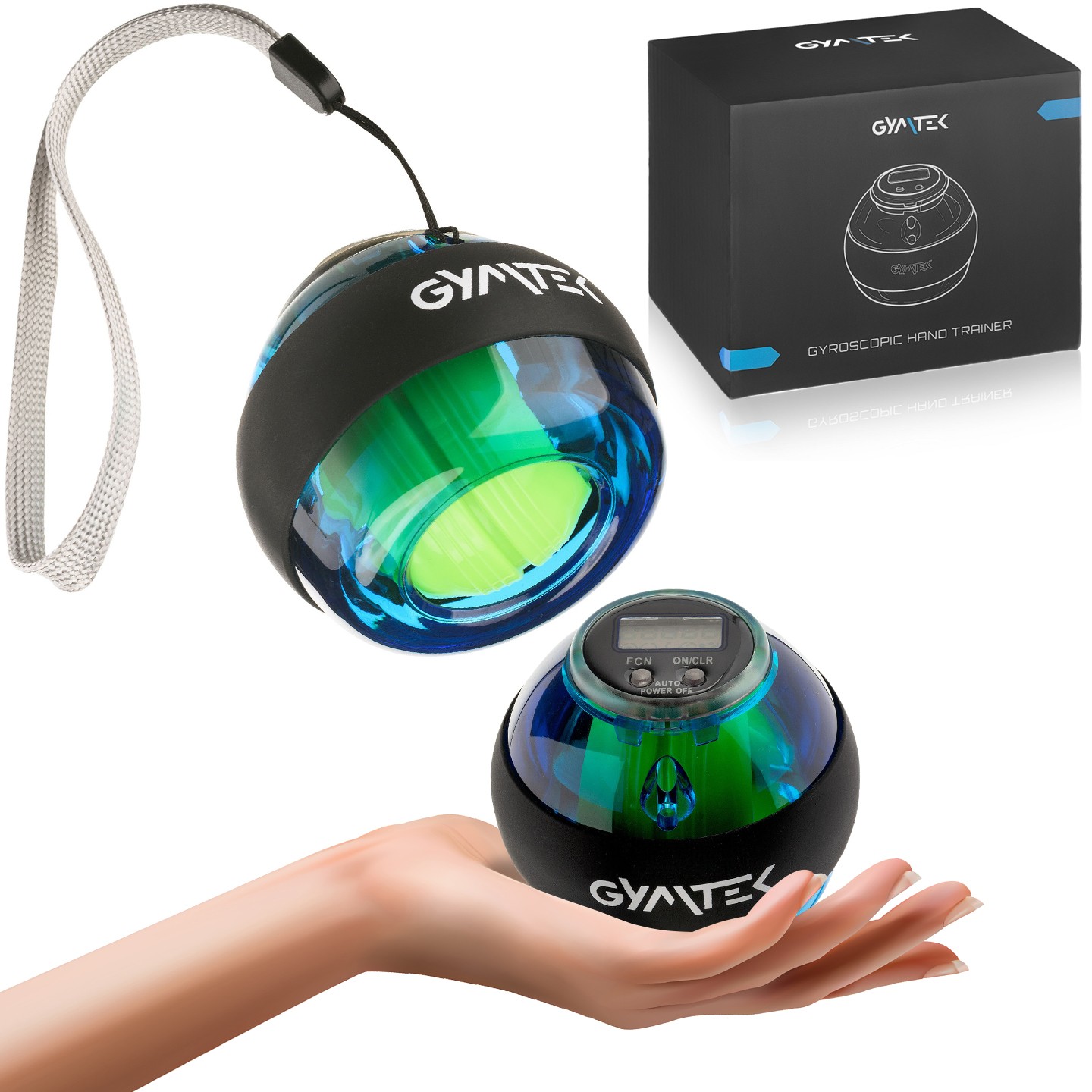 Gymtek® Powerball Gyro Handtrainer Handgelenk Aufziehmechanik Drehzahlmesser