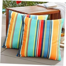 Outdoor Waterproof Throw Pillow Covers 20x20 Inches Blue 20" x 20" Pack of 2 