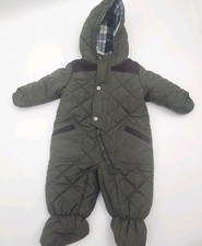 Rothschild Baby boy Quilted Snowsuit 3-6 months Green Hooded Footed Bunting