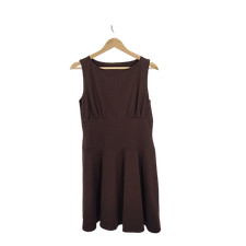 Quince Organic Stretch Jersey Drop Waist Mini Dress Espresso Basic Sleeved L