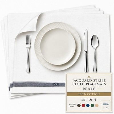 4 PCS 100% Cotton Stripe Cloth Placemats Italy Dining Table Mats Carbon