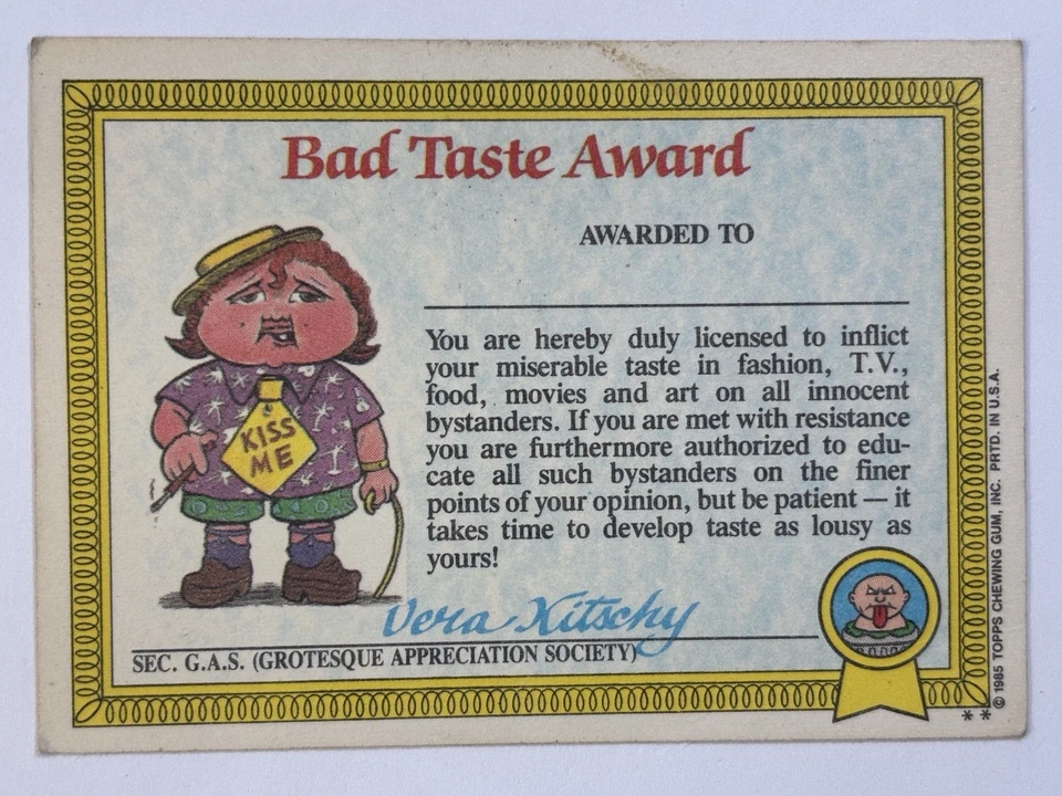 1985 Topps Garbage Pail Kids GPK - Series 1 #9b DRUNK KEN -Matte (VG) See PICS! - Image 2 of 4