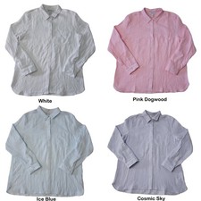 Nine West Ladies Long Sleeve Chest Pocket High Low Hem Double Gauze Button Up