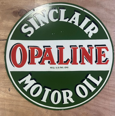 Sinclair Opline Motor Oil & Gas Porcelain Enamel Sign 24x24'' DSP.