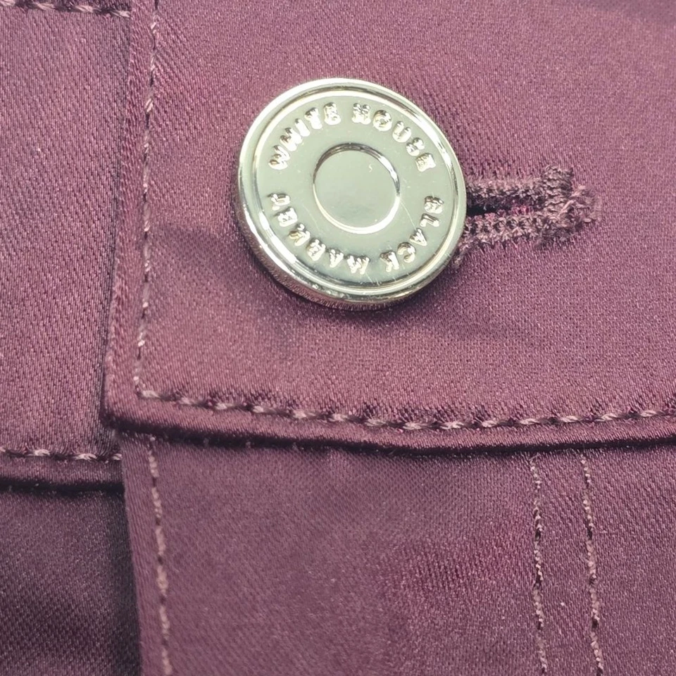 Pantalones ajustados de tiro alto satinado Cabernet Borgoña Mercado Negro Casa Blanca 10R Nuevos con etiquetas Foto 4 de 4