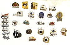 Lot of 22 Vintage Old Iconic Bowling Lapel Pins Awards Pinbacks Idaho Arizona