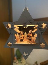 Erzgebirge Fensterbild Stern Winterkinder Schlittenfahrer Weihnachten